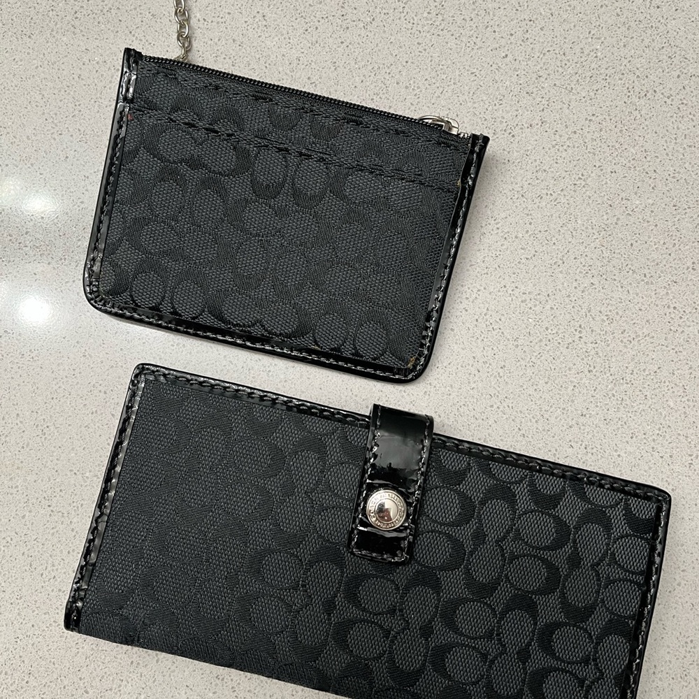 Coach Black Slim Wallet and Coin Wallet
